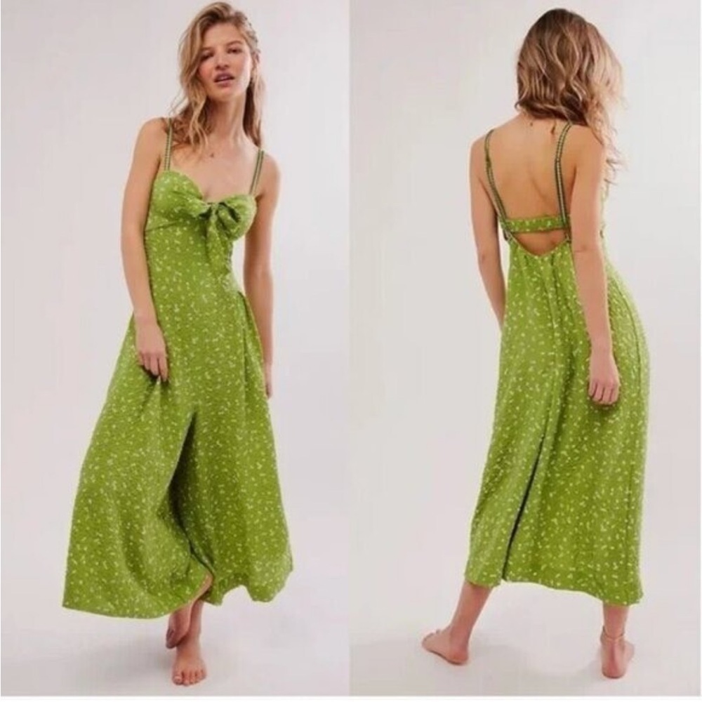Free people large L apple green ditzy babydoll Green Floral Women's playsuit
